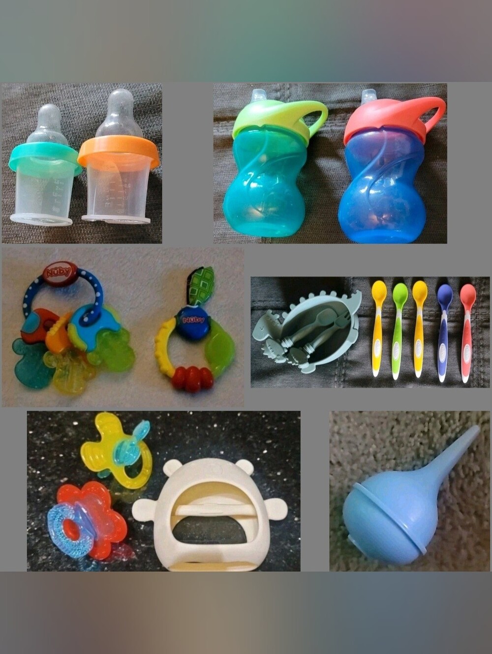 Bundle of 18 Baby Teethers, Nasal Aspirator, Medicine Applicators, Utensils,Bowl